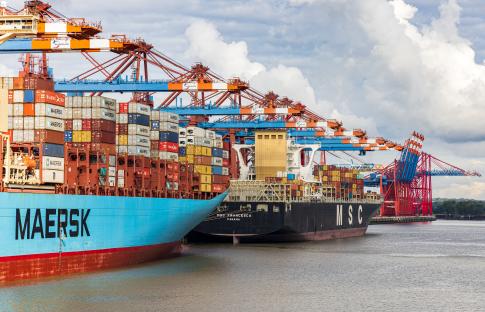 An image depicting big container ships.